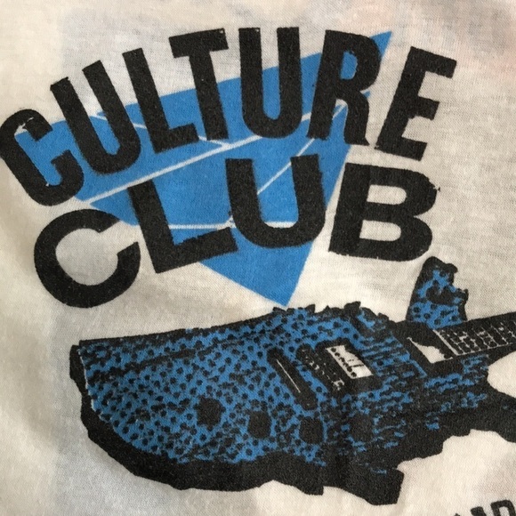 Vintage 1983 Culture Club Tee 3/4 Raglan Sleeve Tee Boy George Sz M Unisex White - Picture 11 of 17